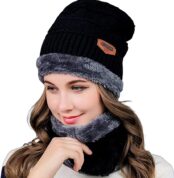 Winter warm cap set unisex kids and adults cap and scarf